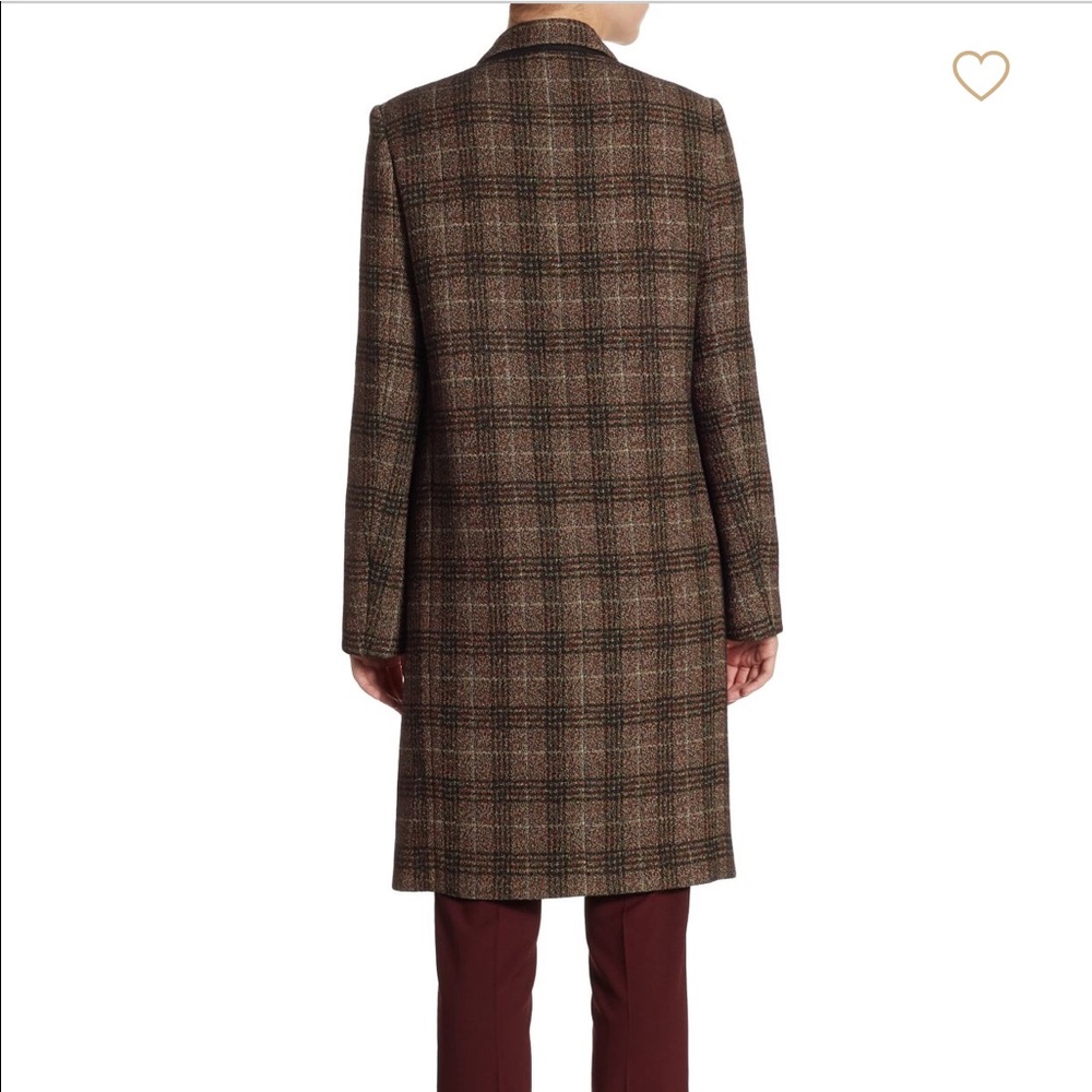 Theory wool blend long plaid print coat, M - Picture 4 of 5